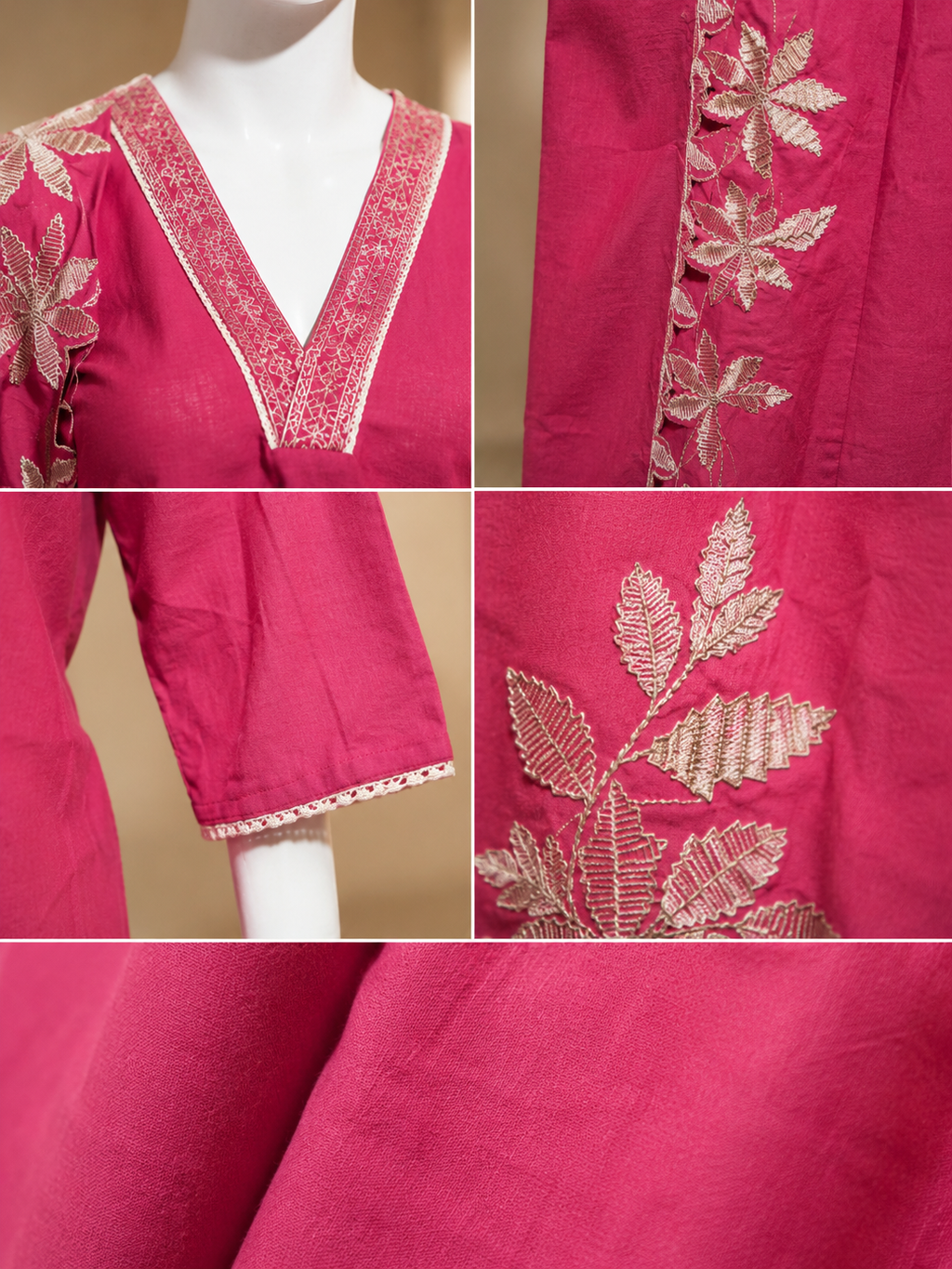 Designer Embroidered Lawn Suit – Rose Pink