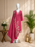 Designer Embroidered Lawn Suit – Rose Pink