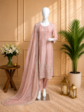 Blush Pink Embroidered Luxury 3 Piece Suit Set